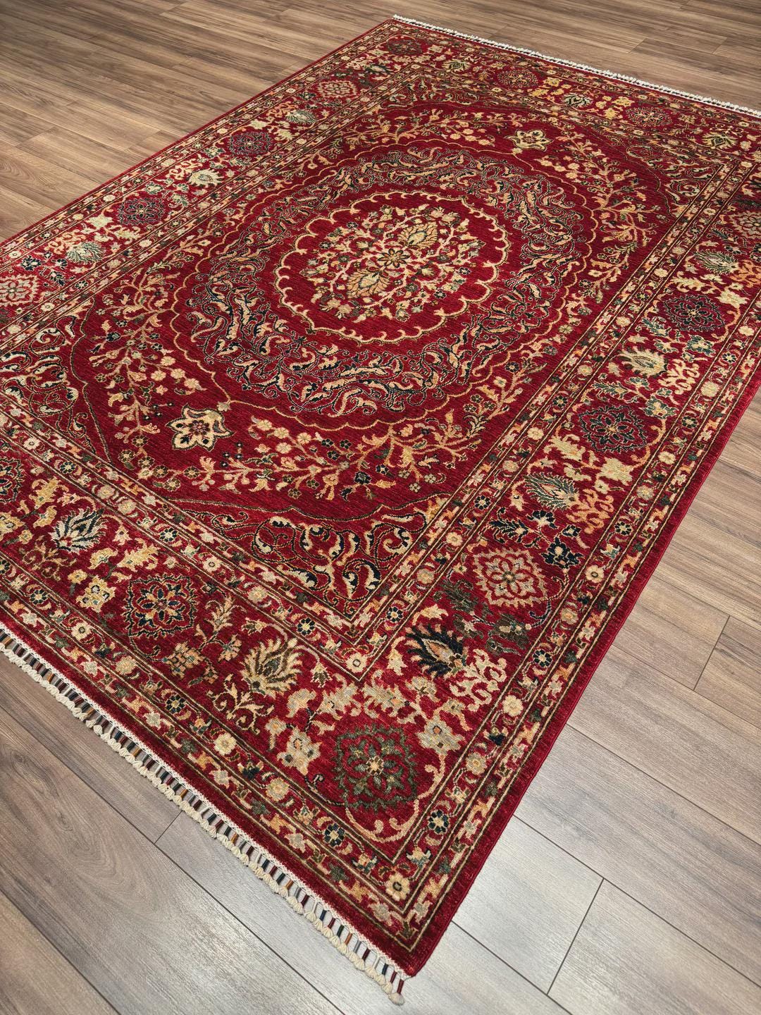 Heriz Original Hand-Woven Red Root Dye Wool Carpet 211x290