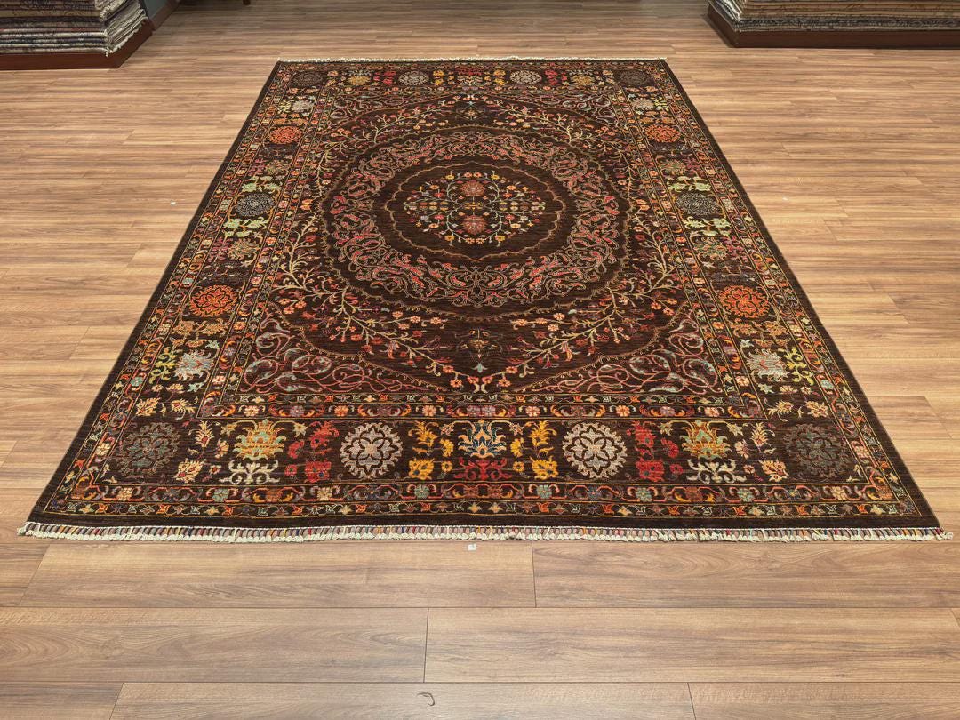 Heriz Original Hand-Woven Brown Root Dye Wool Carpet 266x367