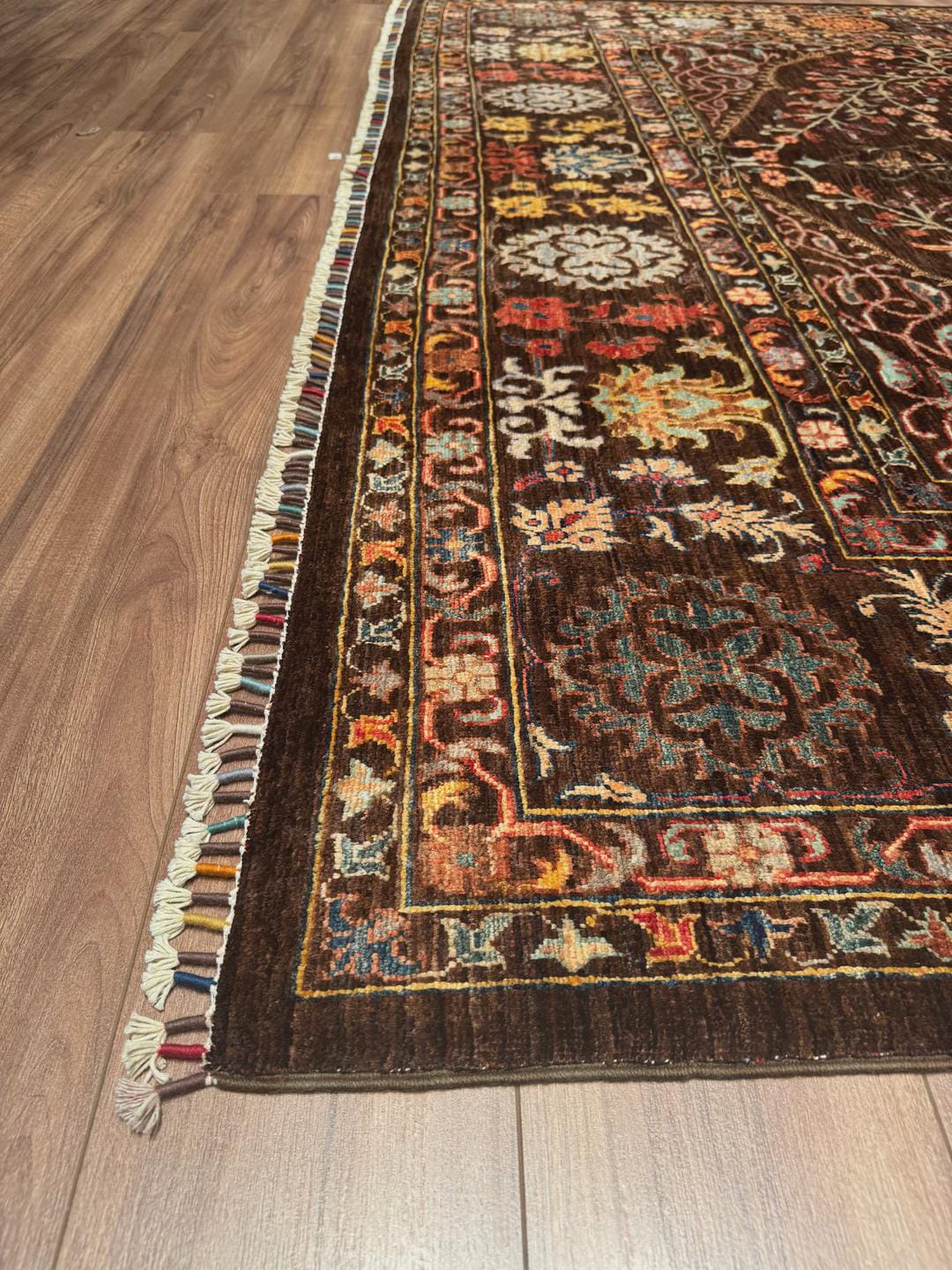 Heriz Original Hand-Woven Brown Root Dye Wool Carpet 266x367