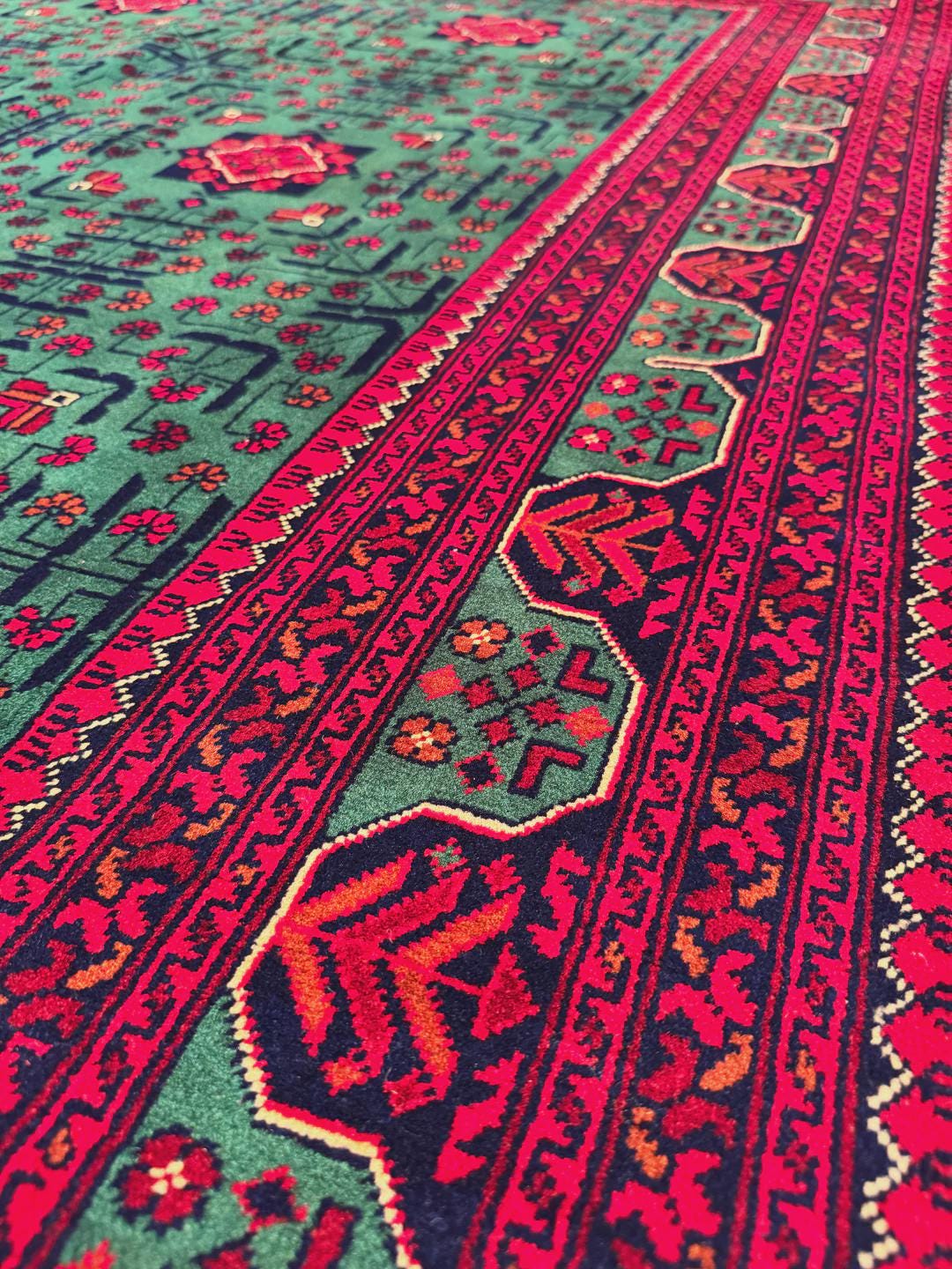 Afghan Carpet Hamyap Original Hand Woven Root Dyed Wool 152x198
