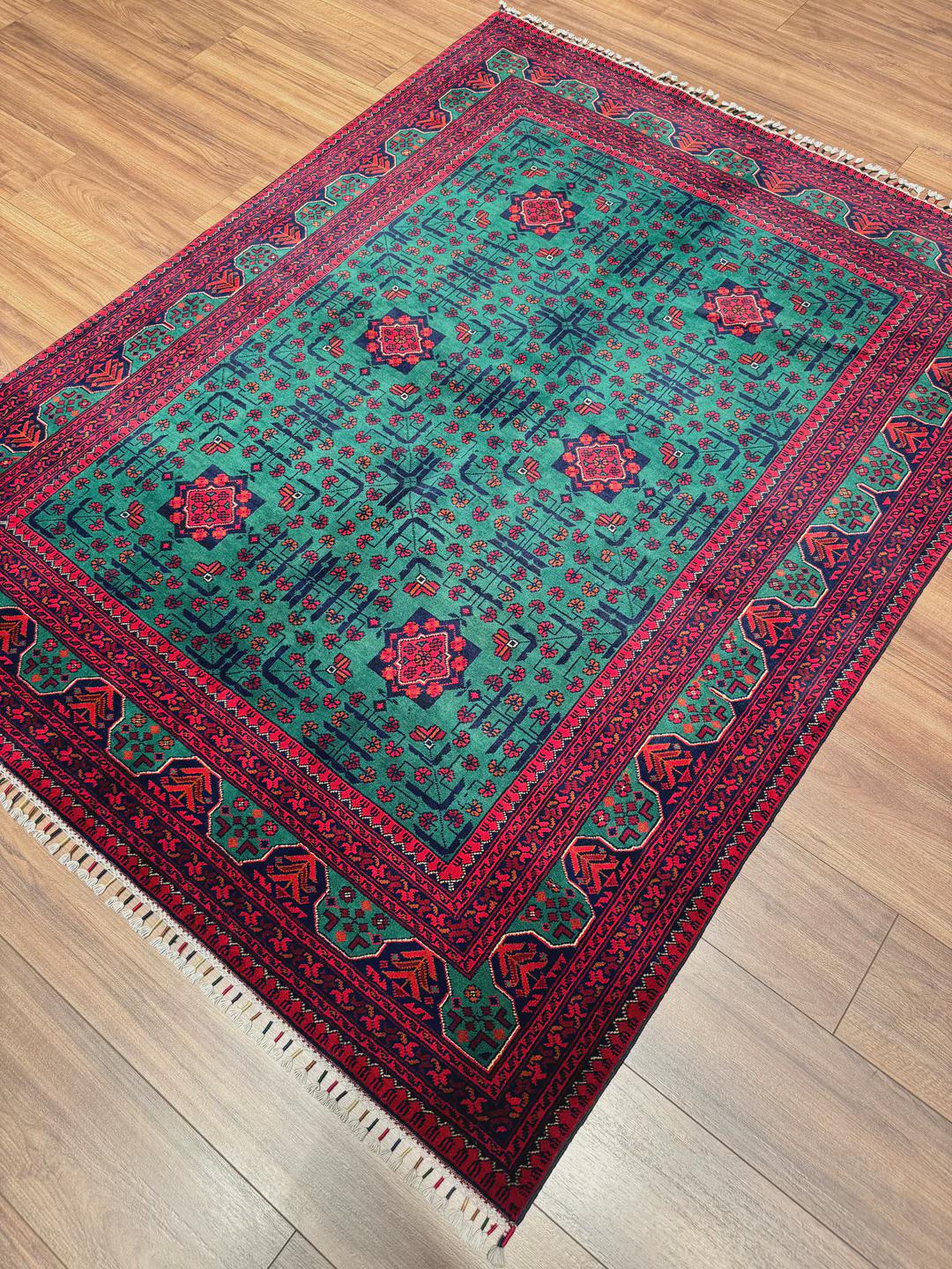 Afghan Carpet Hamyap Original Hand Woven Root Dyed Wool 152x198