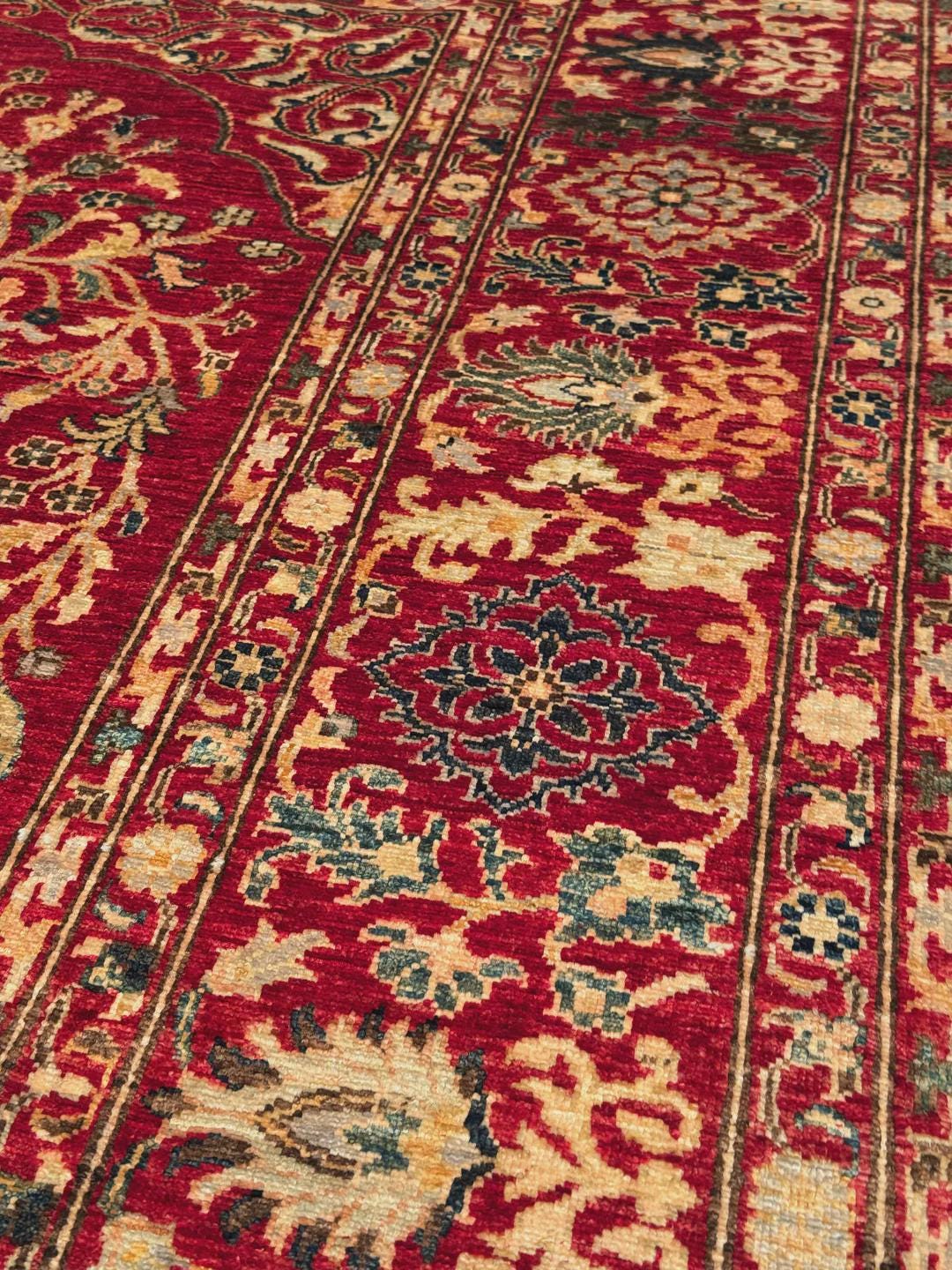 Heriz Original Hand-Woven Red Root Dye Wool Carpet 211x290