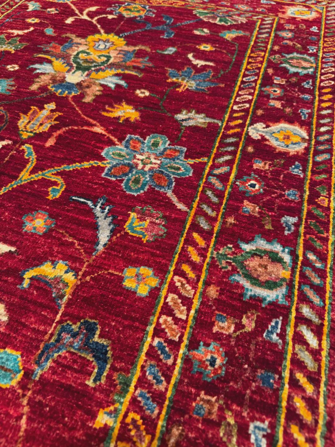 Handmade Sultani Rug 2.6x3.9 ft: Red Root Dye Wool, Turkish Vintage Style
