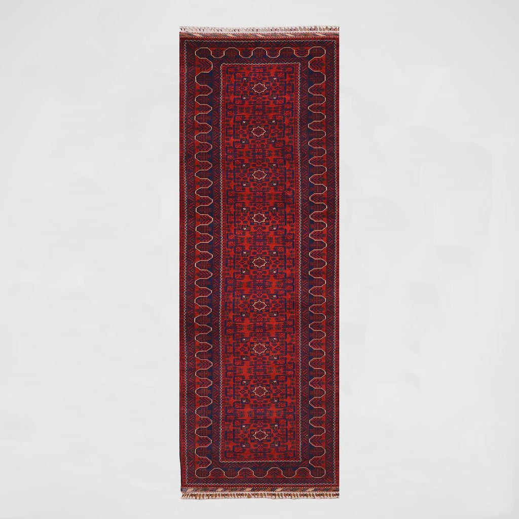 Handwoven Afghan Wool Runner Rug: 3x13 ft, Vegetable Dye