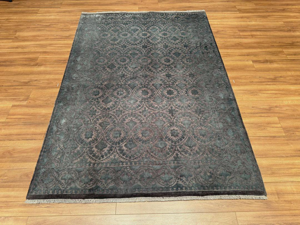 Hint Uşağı Orjinal El Dokuması Gri Yün Bambu Halı 169x242 4.09 Metrekare - 5x8ft