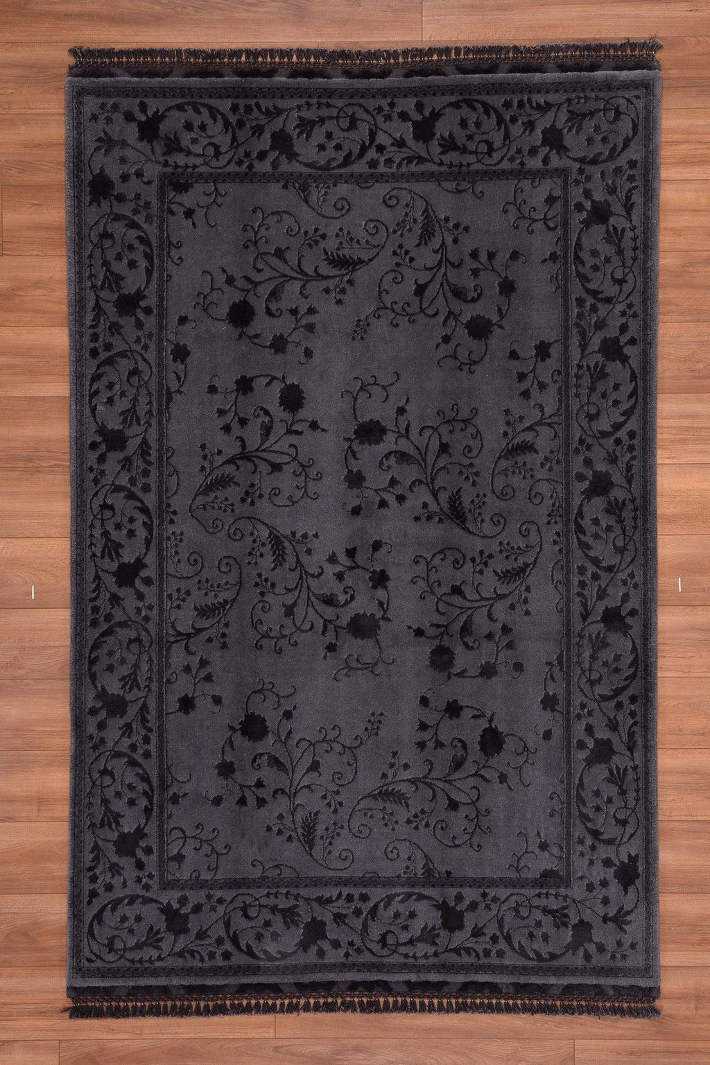 Privat Orjinal El Dokuması Siyah Yün İpek Halı 161x245 3.94 Metrekare - 5x8 ft
