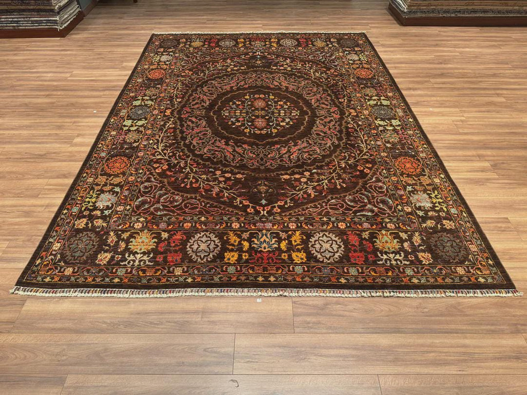 Heriz Original Hand-Woven Brown Root Dye Wool Carpet 266x367