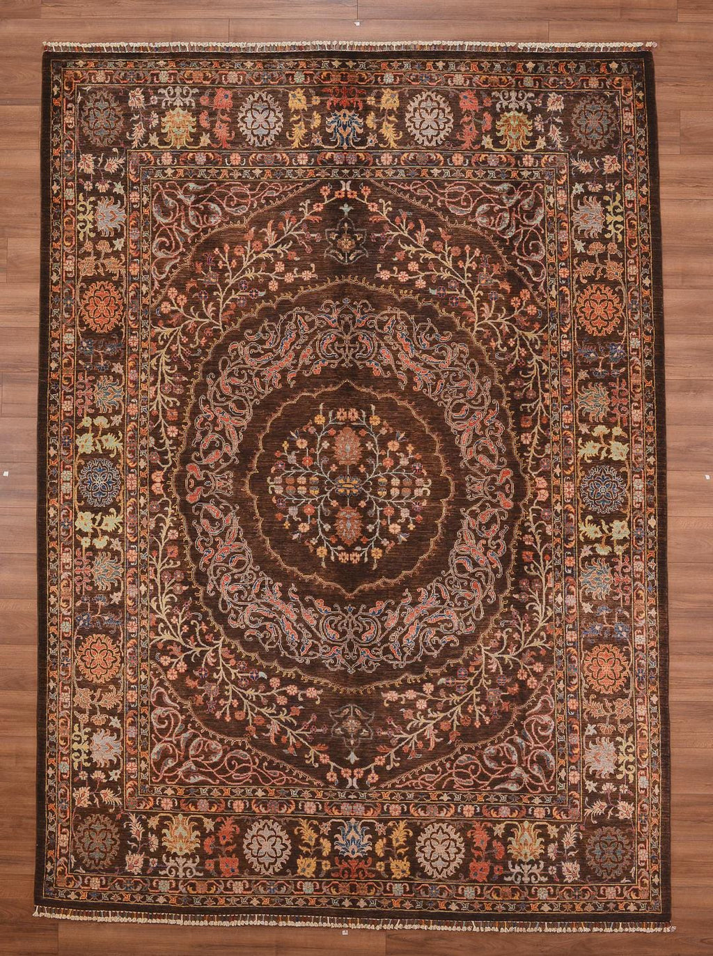 Heriz Original Hand-Woven Brown Root Dye Wool Carpet 266x367