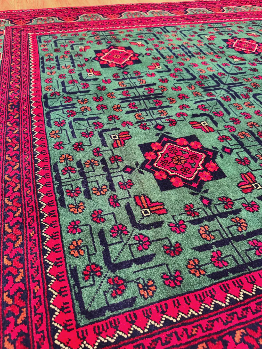 Afghan Carpet Hamyap Original Hand Woven Root Dyed Wool 152x198