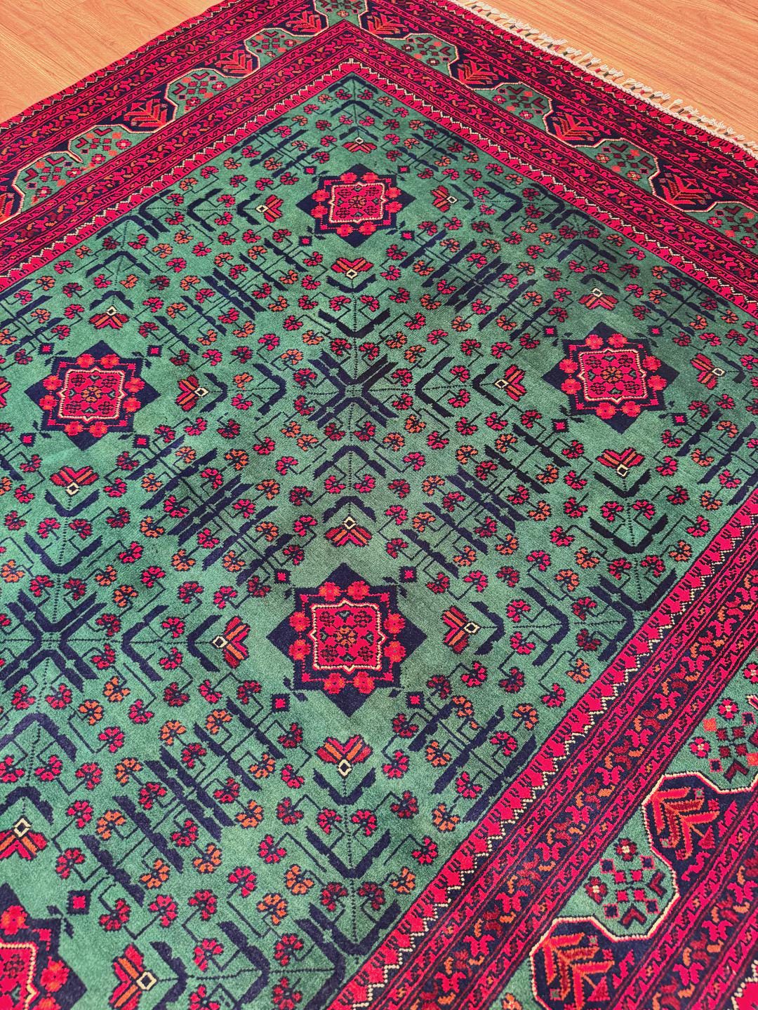 Afghan Carpet Hamyap Original Hand Woven Root Dyed Wool 152x198