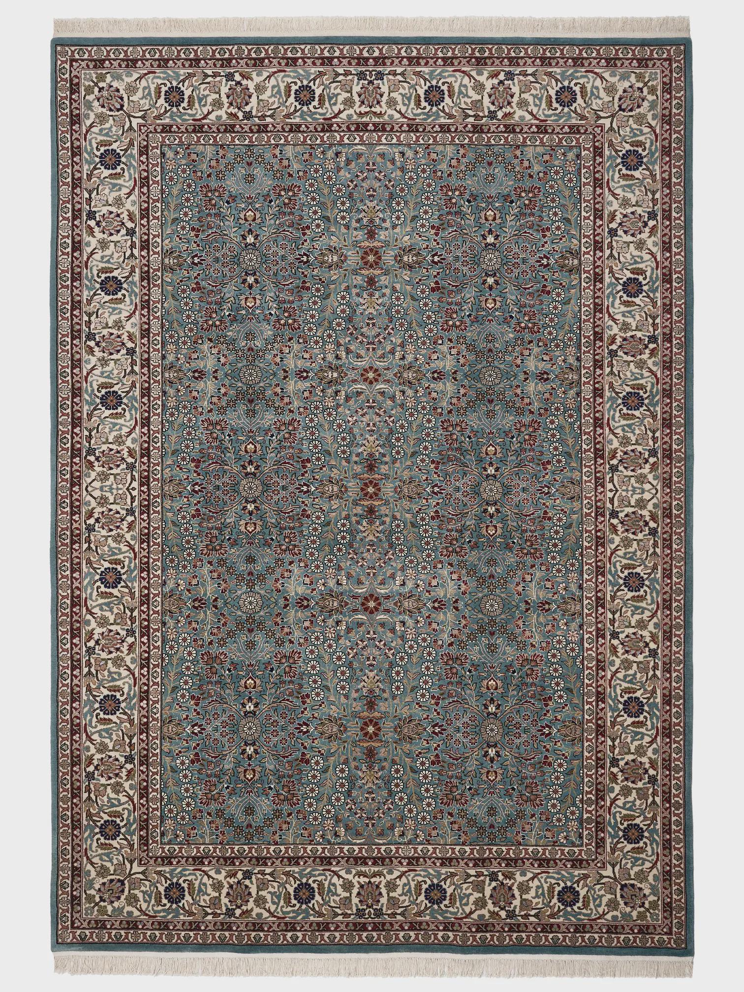 Hand-Knotted Hereke Turkish Rug: Wool & Silk Oriental Carpet (197x296 cm) Collector’s Piece