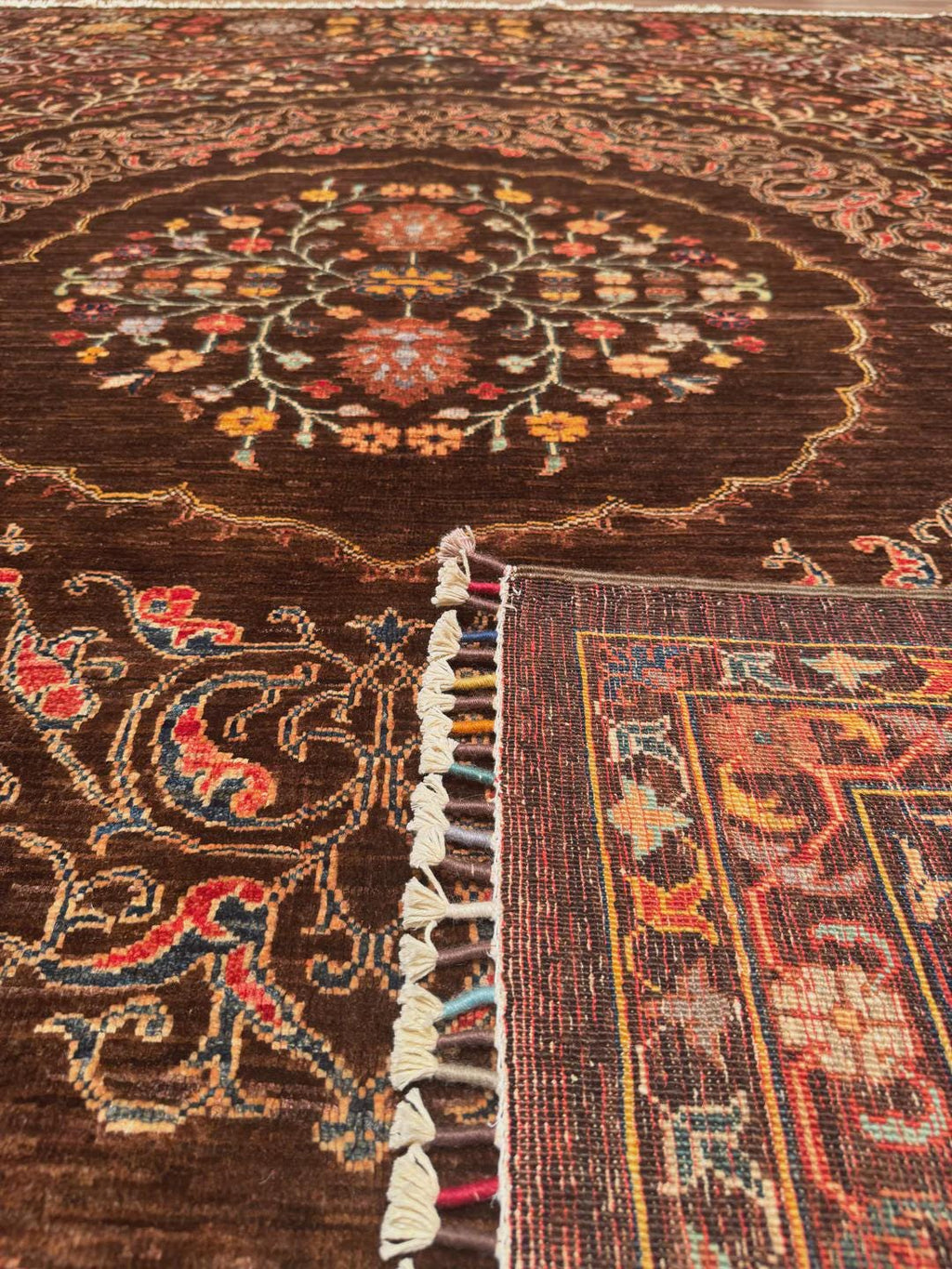 Heriz Original Hand-Woven Brown Root Dye Wool Carpet 266x367