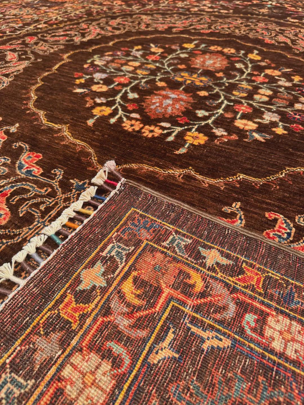 Heriz Original Hand-Woven Brown Root Dye Wool Carpet 266x367