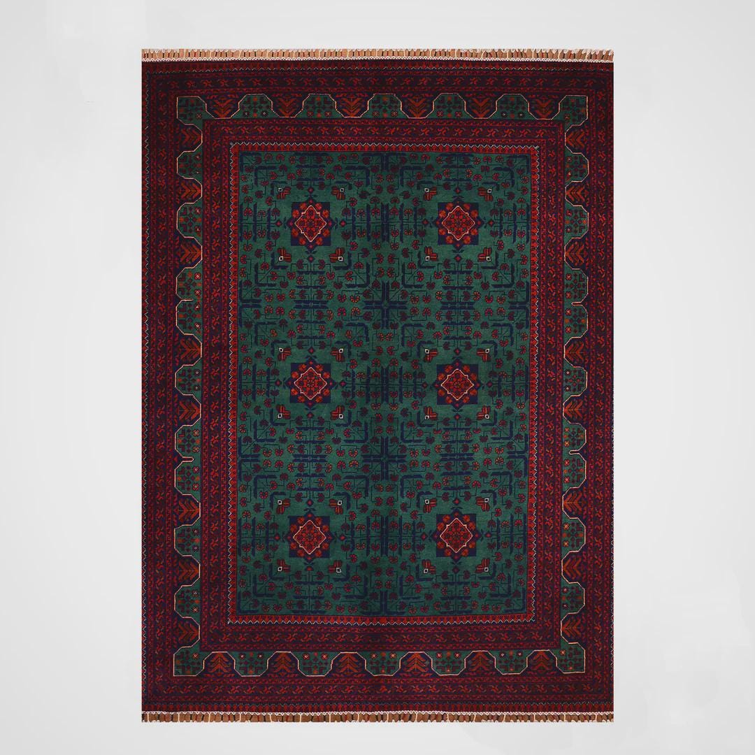 Afghan Carpet Hamyap Original Hand Woven Root Dyed Wool 152x198
