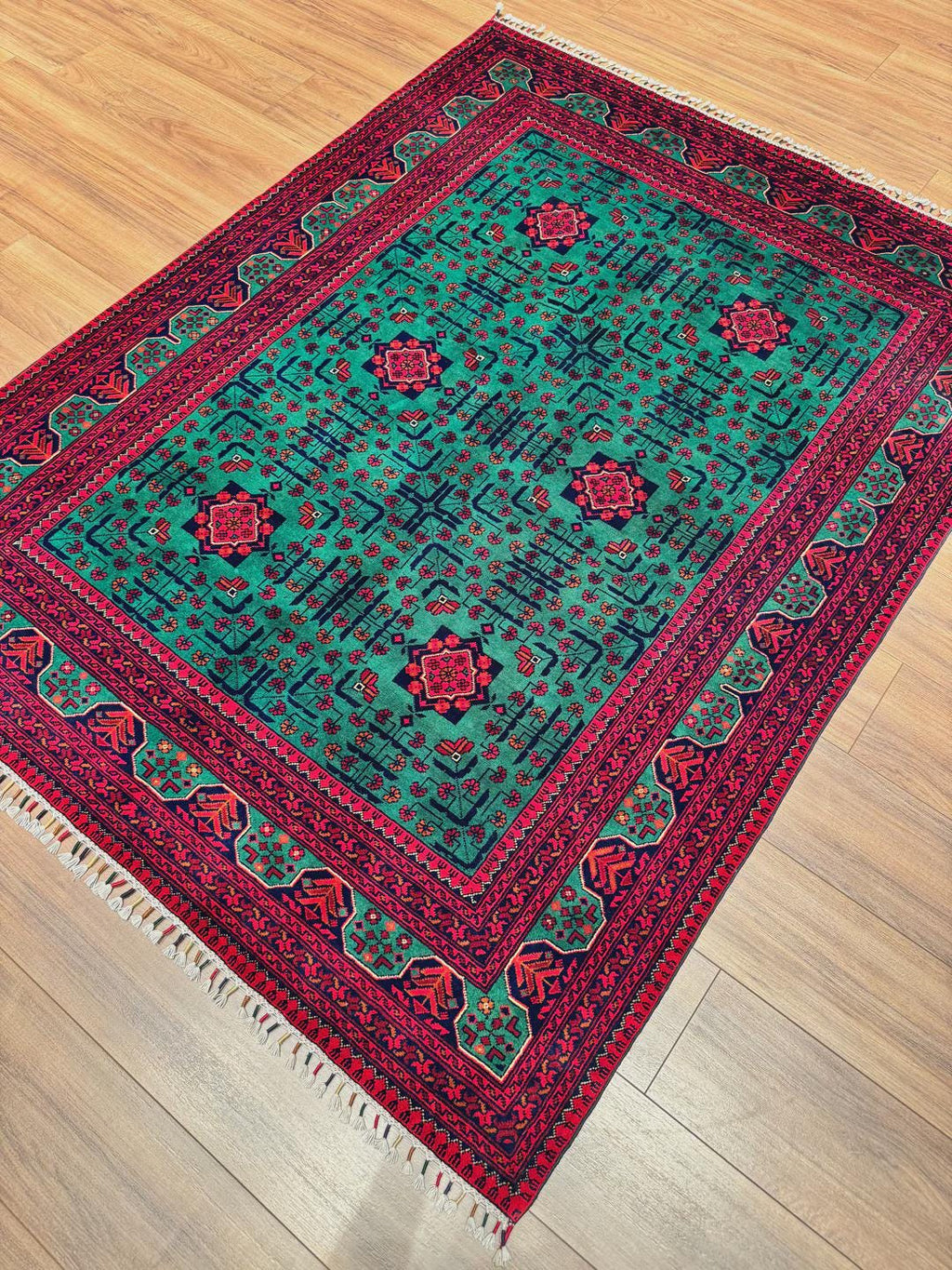 Afghan Carpet Hamyap Original Hand Woven Root Dyed Wool 152x198