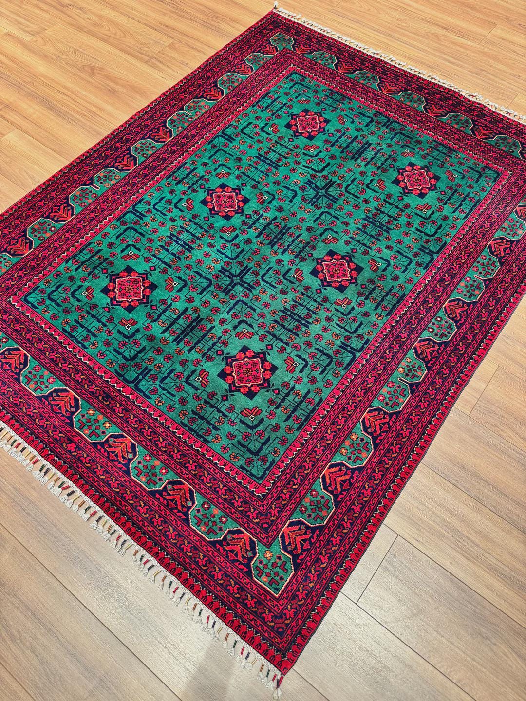 Afghan Carpet Hamyap Original Hand Woven Root Dyed Wool 152x198